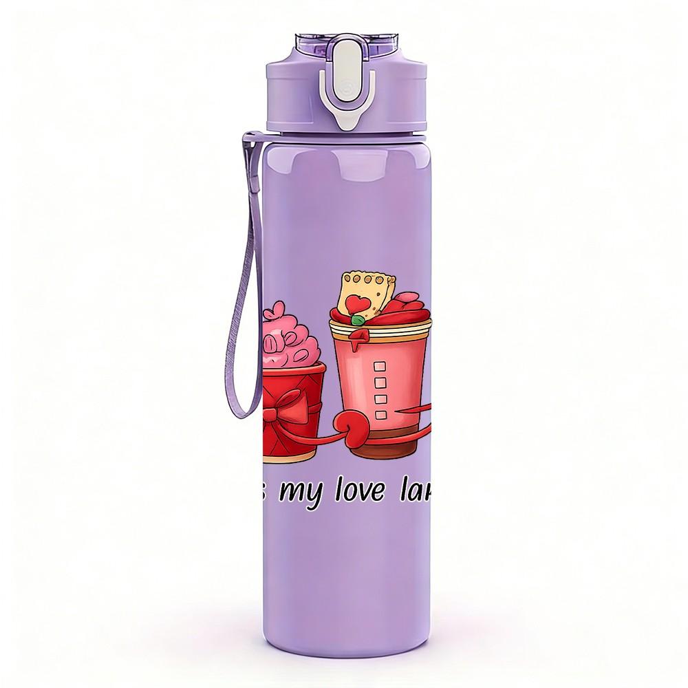 1PC Colorful Iced Coffee Cups 750ml Color Plastic Sports Water Bottle Leakproof Flip Straw Lid Suitable for Sports Office Home Use