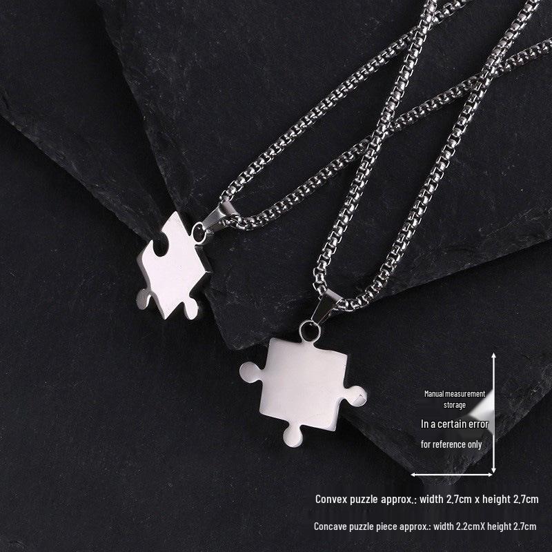 Qianji Love Key Engraved Couple Necklace Set: Creative Fashion Accessory for Partners and Students