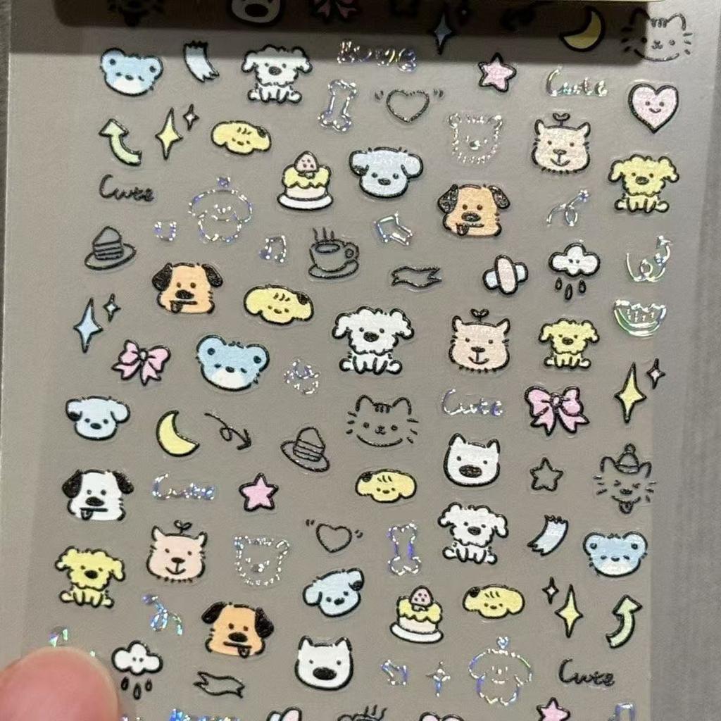 Cute Cartoon High-value Ins Flat Sticker Student Hand Account Desktop Decoration Pen Stick Sticker Set