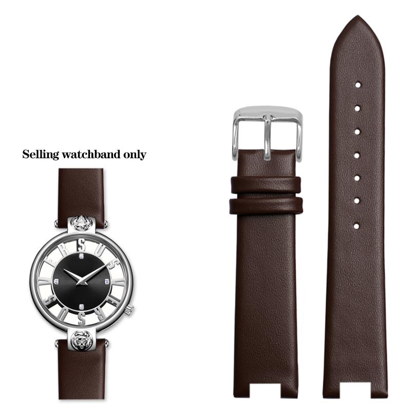16*10mm Notched Genuine Leather Watchband for Ver-sace Female VERSUS VSP490118 VSPCD2217 Watch Band Strap Bracelet Blue White