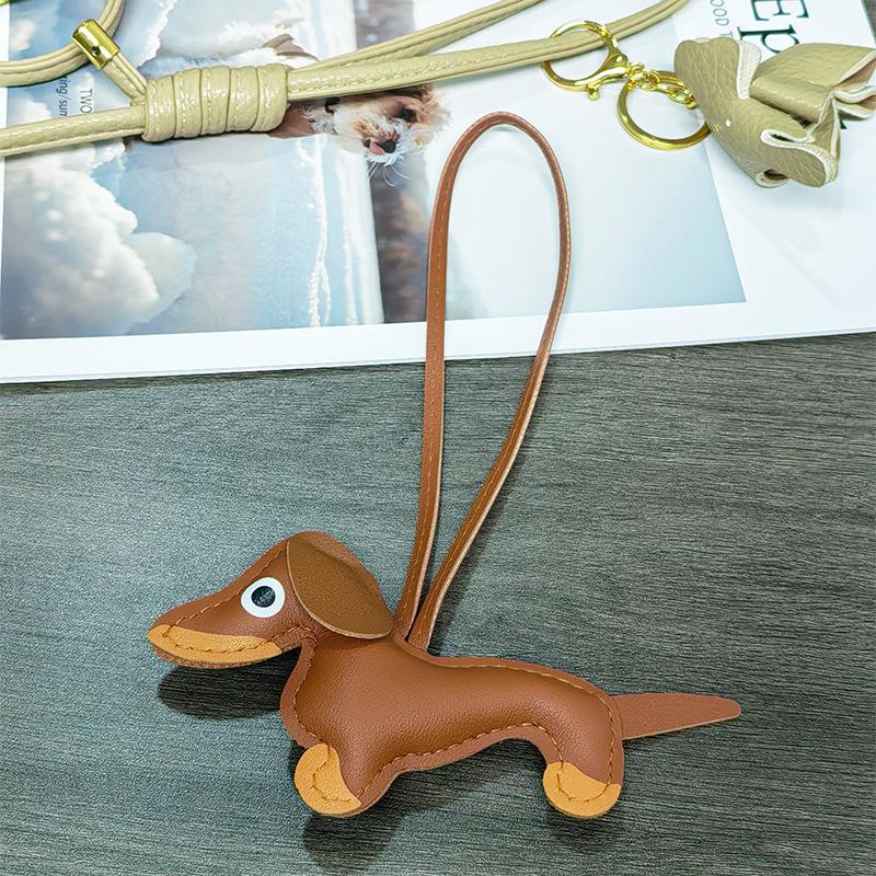 Spot Cartoon Dachshund Bag Pendant Key Pendant Premium Sense Pu Dachshund Dog Key Pendant Cute