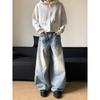 2026 Embroidered Denim Pants Loose Fit High Street Style Wide Leg Jeans Teens