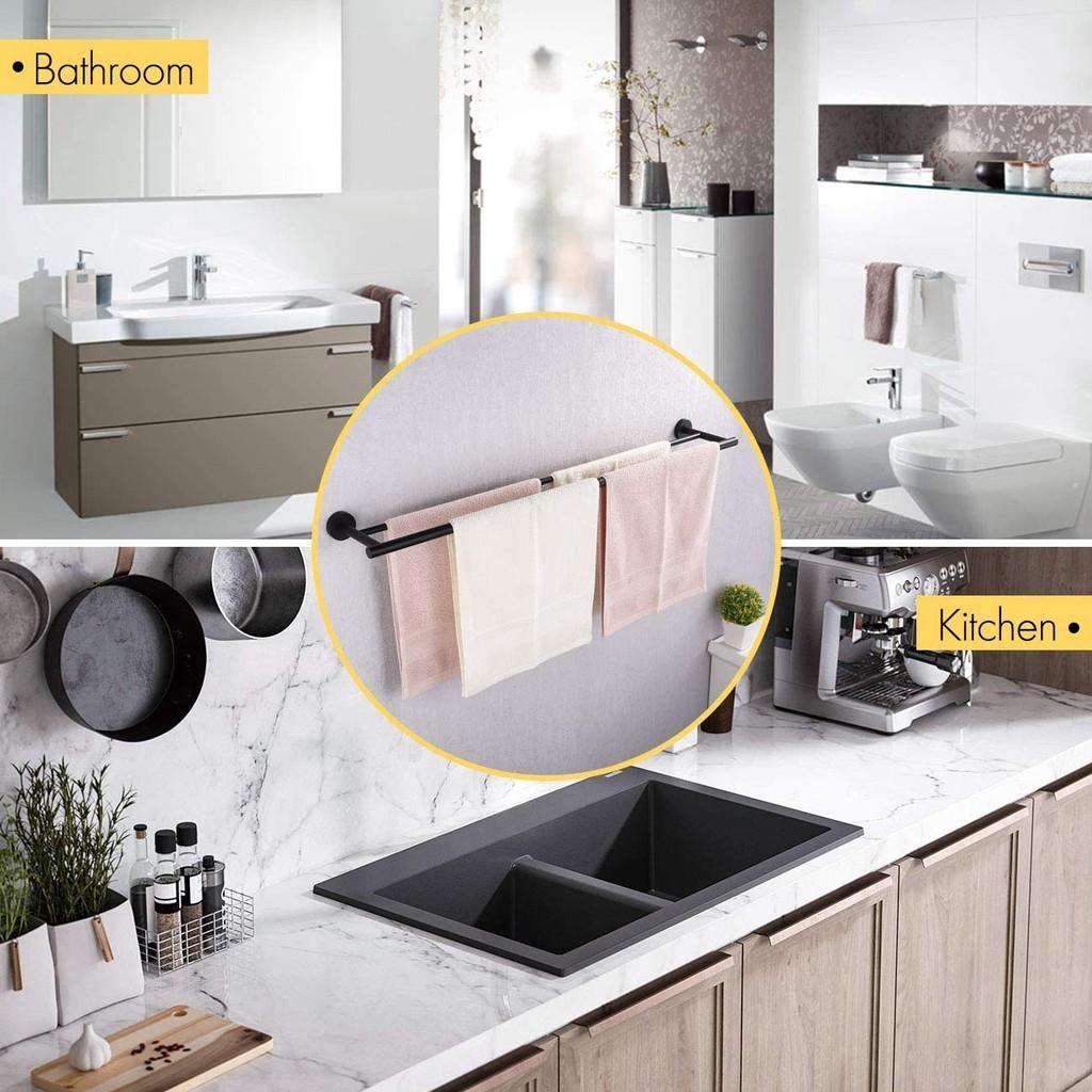 SUS 304 Stainless Steel Wall Mount Towel Holder Household Double Towel Rod Bathroom Rustproof Towel Rack