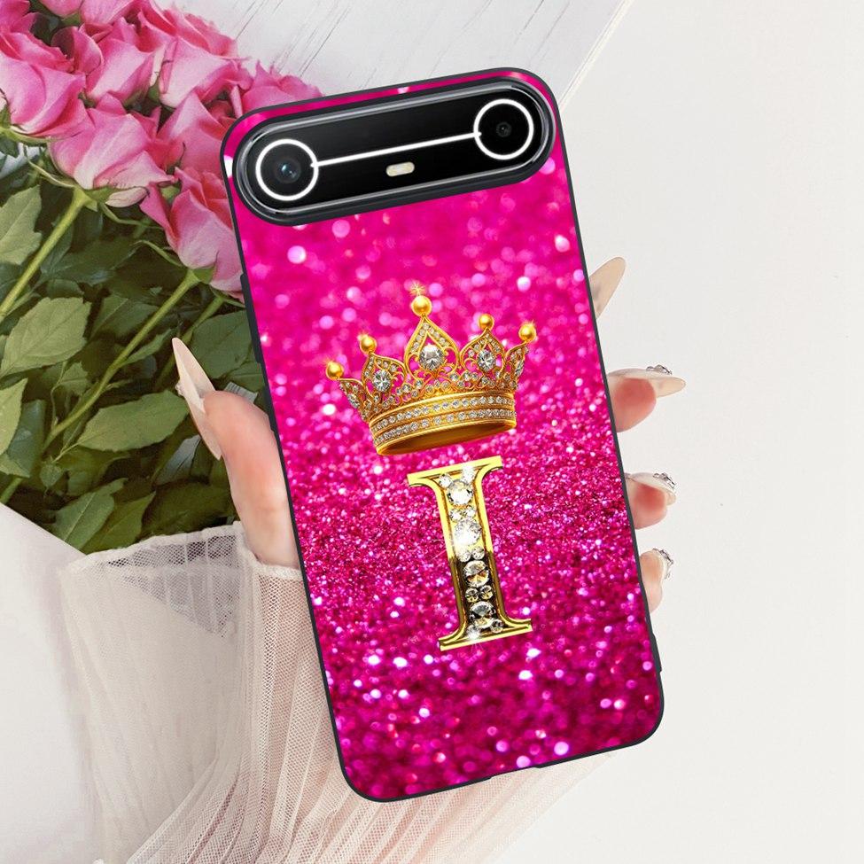 For Tecno KM9 Case For Tecno Pova Slim Cover Silicone Fashion Luxury A-Z Letters Cool Crown Soft Casing