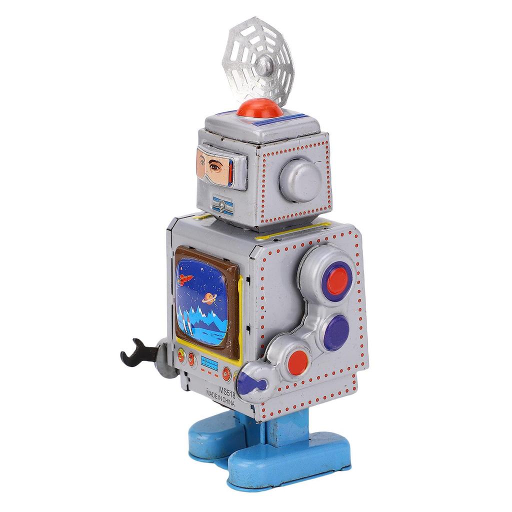 Wind Up Vintage Robot Retro Clockwork Collectible Tin Robot Toy for Decoration Collection Photography Prop