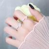 Champagne Transparent Rose Camellia Zircon Adjustable Ring - French Chic Style for Girls