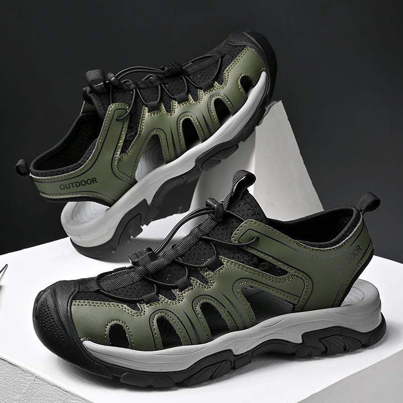 

Fashion Soft Soled Closed Toe Trail Walking Casual Sandals Men s Sport Sandals Comfortable Breathable Outdoor Lightweight Beach Sandals 46 зелёный