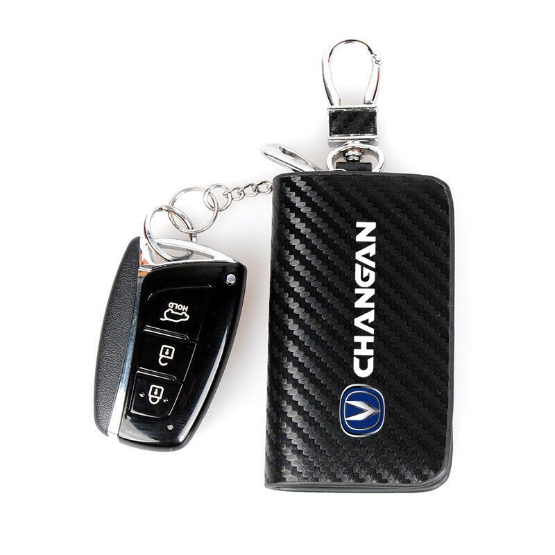 Carbon Fiber Car Key Chain Holder Case Cover Bag For changan cs35 cs15 cx70 cs55 cs95 cs75 cs75fl plus