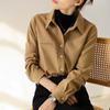 Women's Office Commuter Polished Shirt Solid Color Vintage Lining Shirt Female Long-sleeved Tops Spring and Autumn Winter