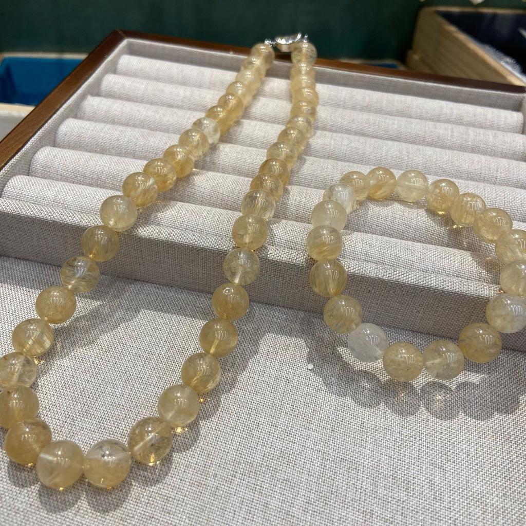 10Mm Natural Yellow Gum Flower Crystal Ice Transparent And Radiant Yellow Asai Single Ring Necklace Bracelet, One Thing One Picture For Girls, No Tone