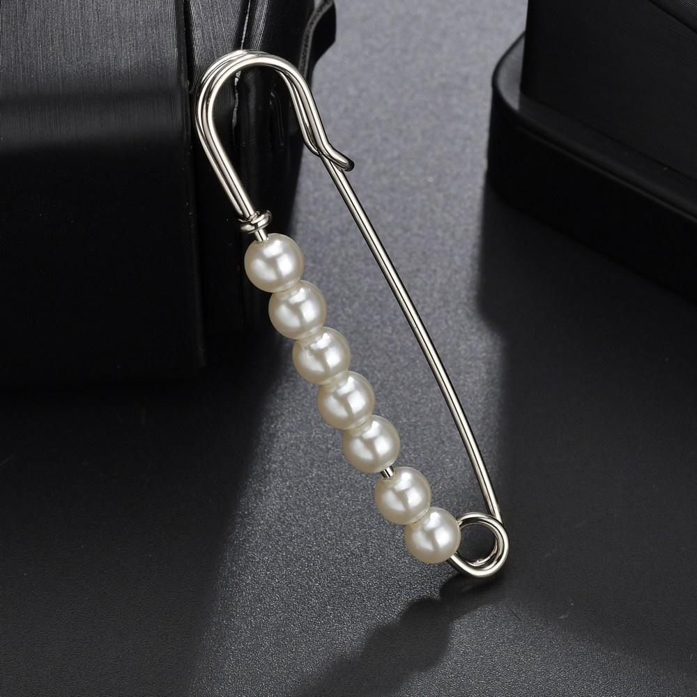 Simple Imitation Pearl Beaded Brooch for Women's Classic Casual Jewelry Clothing Accessories