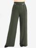 Rosegal Plus Size Pintuck Buckles Waist Pockets Buttons Wide Leg Pants
