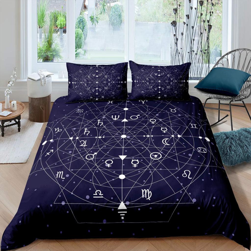 Sun and Moon Duvet Cover Twelve Constellations Duvet Cover Universe Theme Bedding Set for Kids Boys Girls Teens Gifts Room Decor