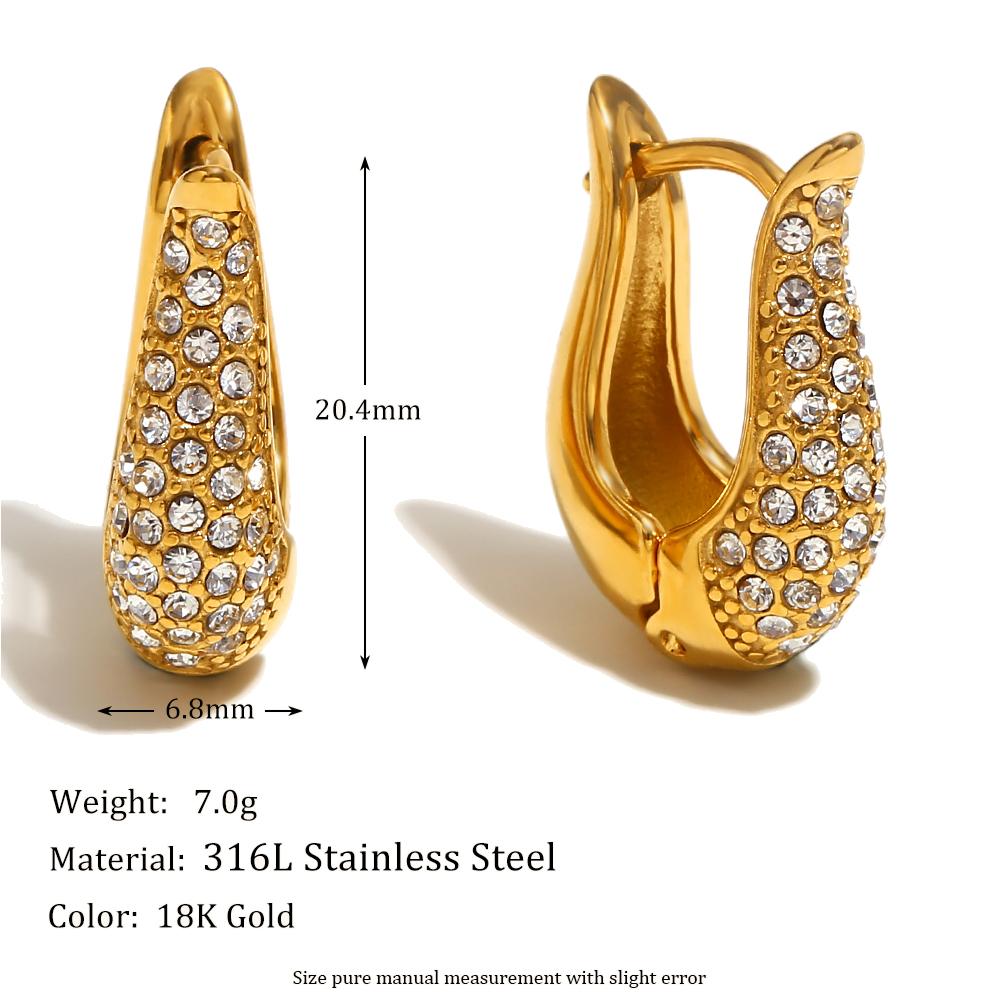 

MamacitaSlay Vintage Pear Shape Zircon Hoops Ladies earrings trendy women s stainless steel jewelry Luxury quality jewelry золотой