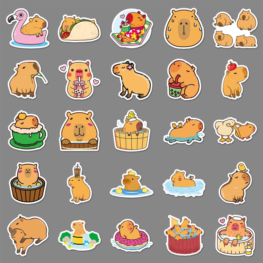50 Capybara Doodle Cartoon Animal Kapibala Guka DIY Suitcase Stickers Waterproof