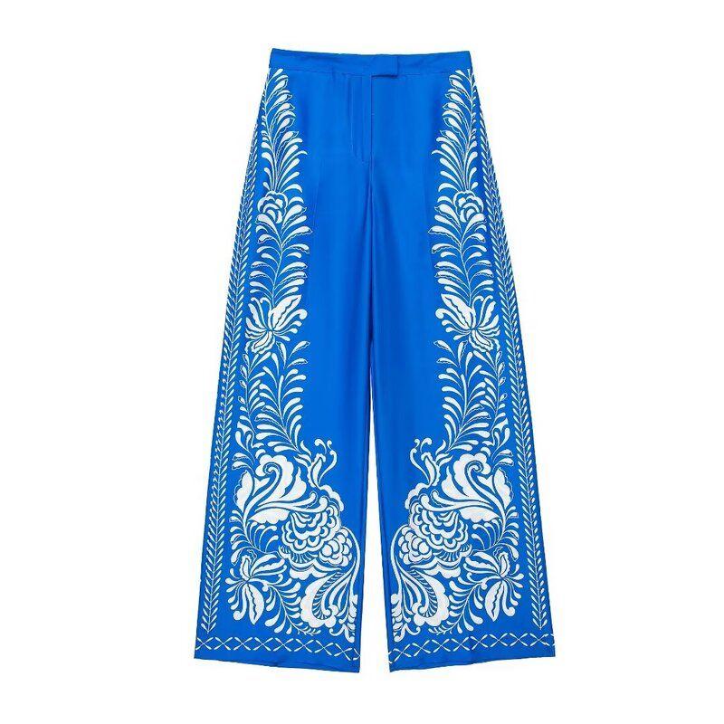 

Fashion Style 2024 Spring New Arrival Women s Clothing Print Silk Satin Textured Shirt High Waist Pants 2815183 080 Pants L