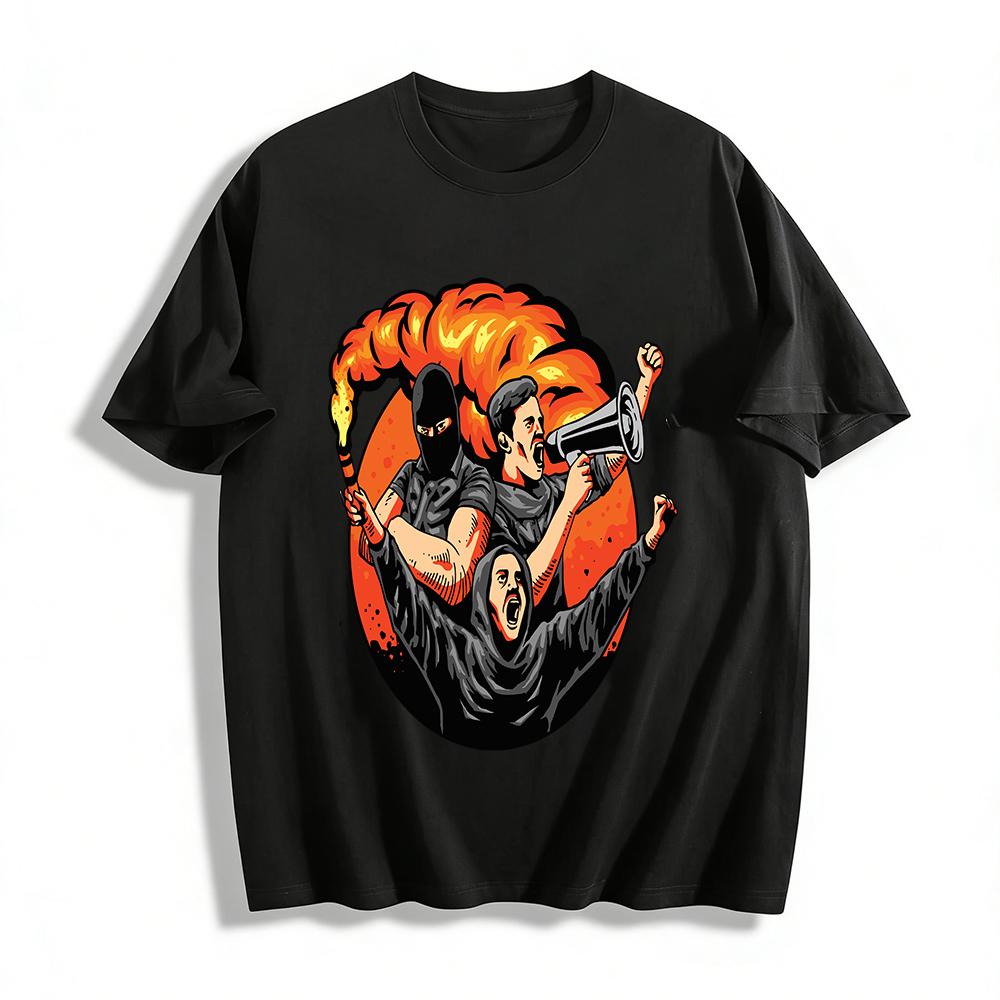 

Street Protest Graphic Tee Rebellion Activist Statement Top Pure cotton T-shirt XXS