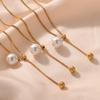 Fashion Minimalist Gold Plated Titanium Steel Pearl Pendant Necklace For Women