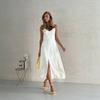 European and American Women's Clothing New French Gentle Wind Suspender Backless Waist Open Fork Wide Swing Dress