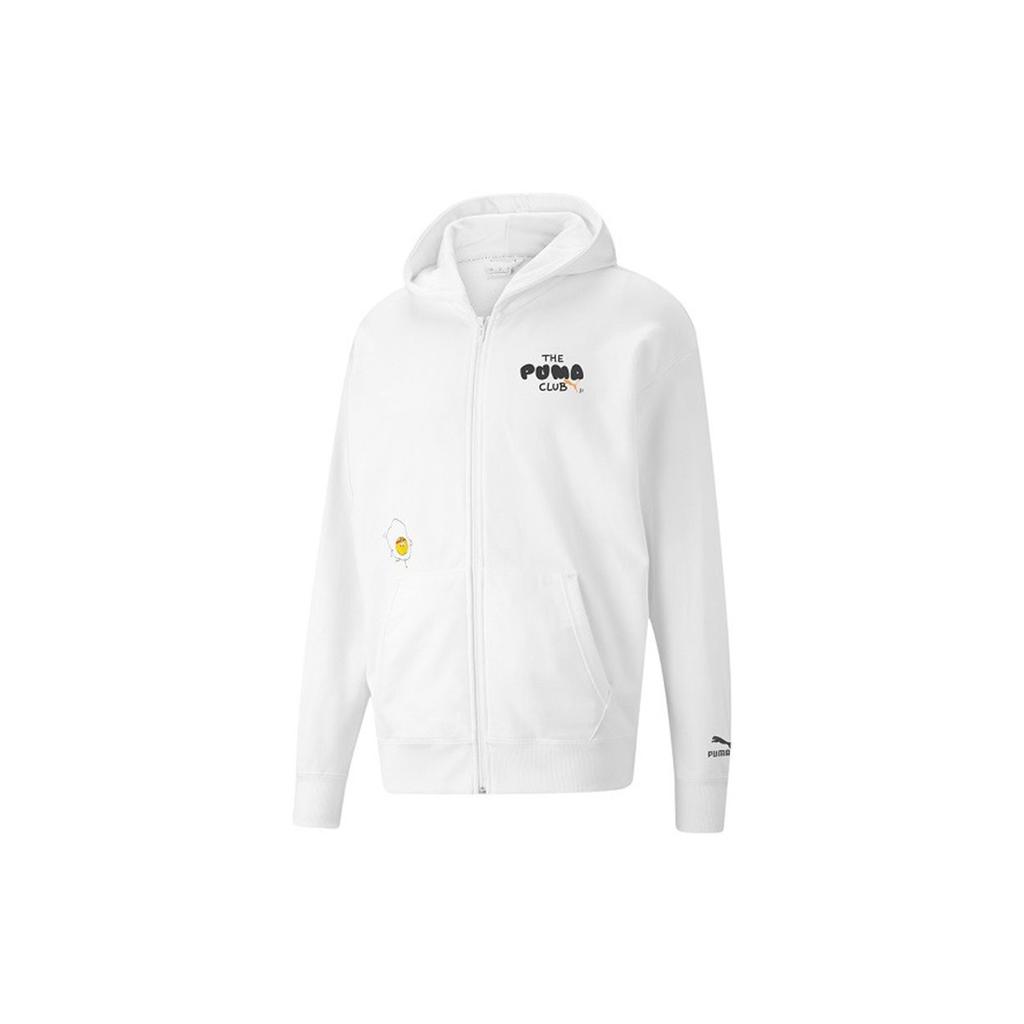 Puma Club Graphic Fz Hoodie Knit Jacket Men Outerwear White 533199-02