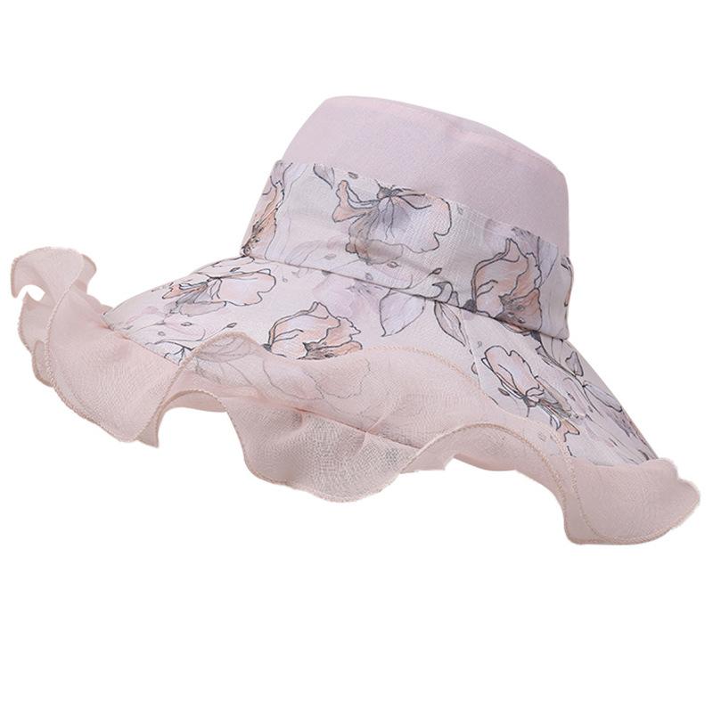 Fashion Big Wave Lace Sun Hat Women's Summer Outdoor Vacation Sun Hat Big Brim Seaside Beach Hat