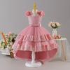 Pailletten-Prinzessinnenkleid: Formelles Kleid für Mädchen für Geburtstage und Partys – Schleife, Pailletten, Trägerlos, Schleppe