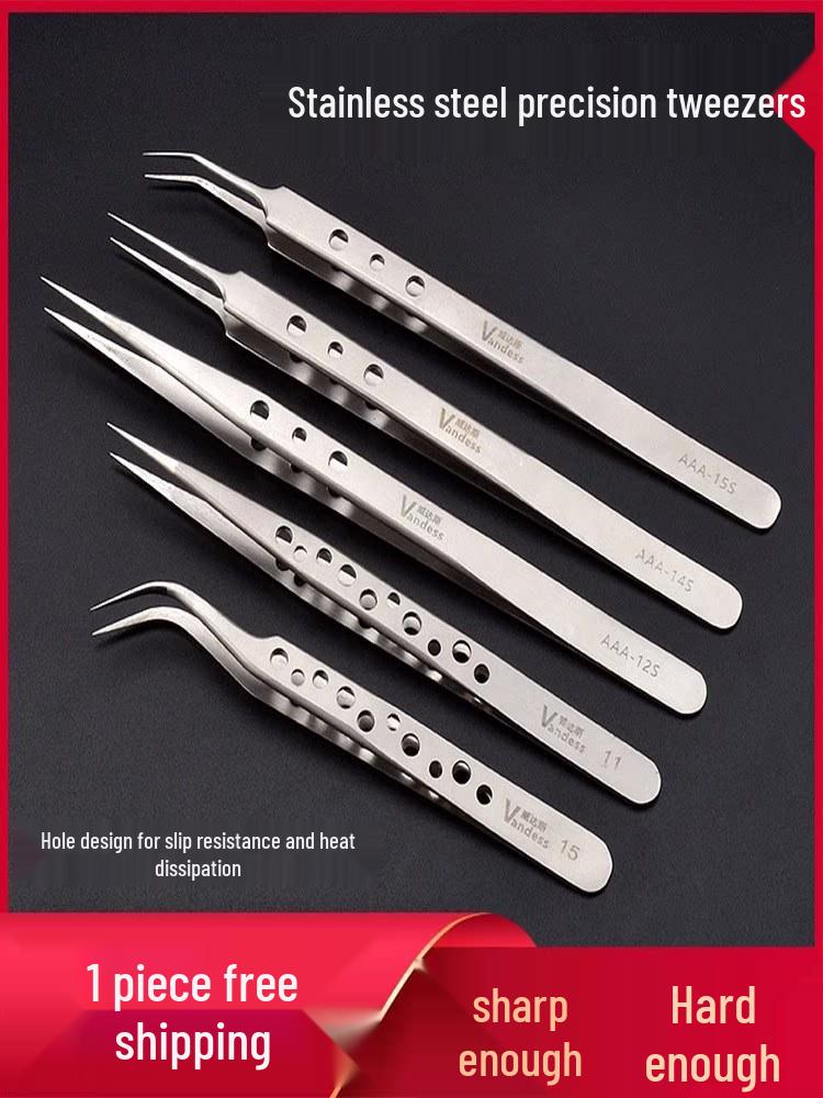 High-grade Stainless Steel Heat-Dissipating Tweezers with Holes for Circuit Board and Hair Nest Repairs