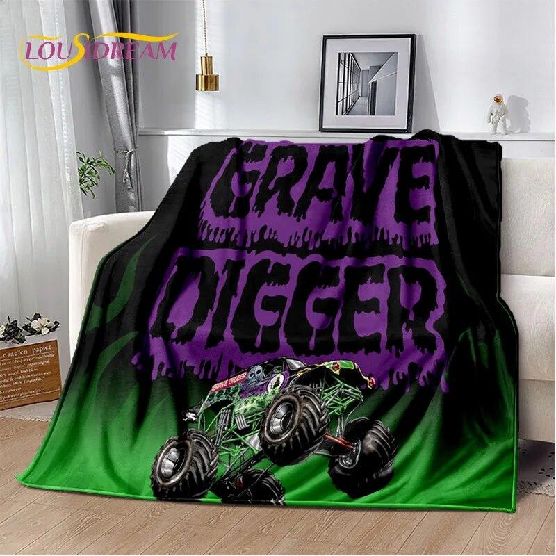 Cartoon Monster Jam 3D Monster Truck Blanket,Soft Throw Blanket for Home Bedroom Bed Sofa Picnic Travel Office Cover Blanket Kid