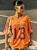 Los Angeles Nr. 13 Bedrucktes T-Shirt Für Damen Sommer V-Ausschnitt Kurzarm Sport Fußballtrikot Lässig Y2K Locker Übergröße Oberteile