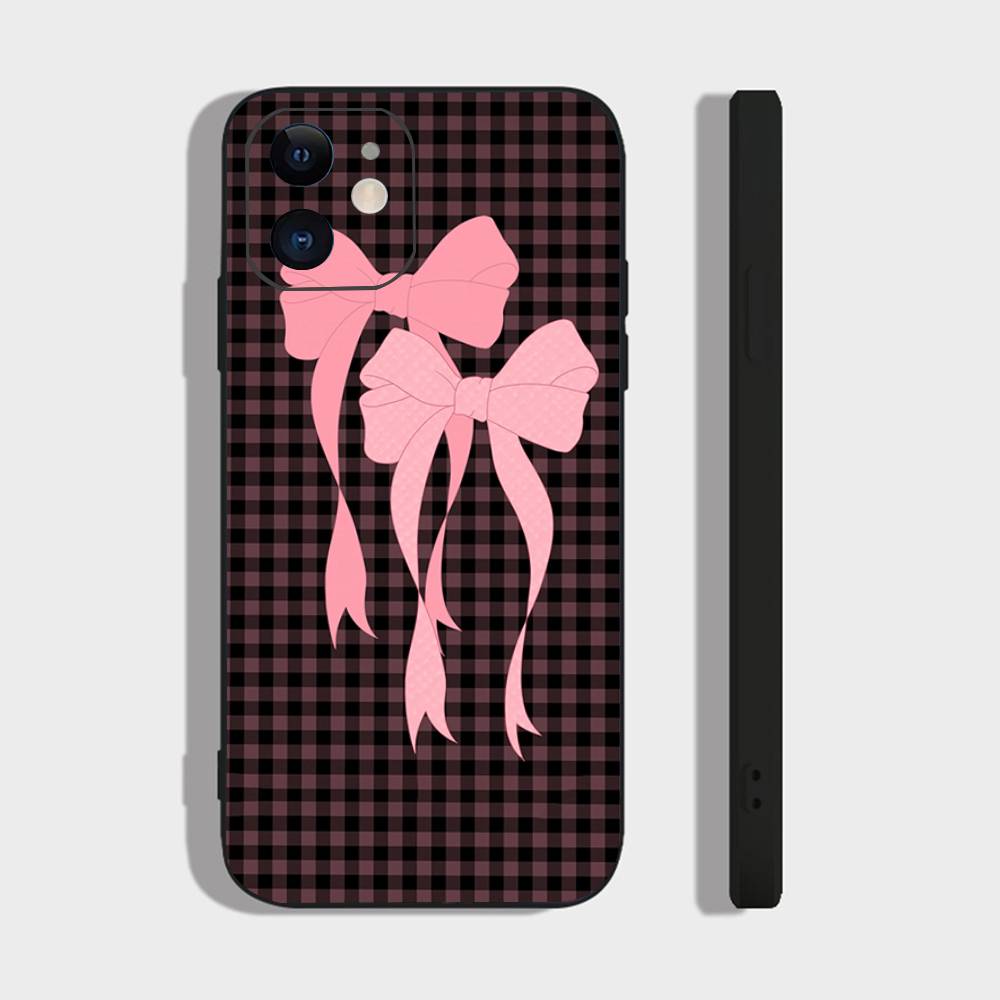 

Cartoon Anime Butterfly Bow Phone Case For IPhone 17 Air 16 15 14 13 Pro Max 11 12 Black Silicone Cover IPHONE 17PROMAX