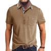 Maglietta casual a maniche corte con colletto a revers da uomo, scollo rotondo