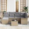 VidaXL Ensemble de canapé de jardin 7 pièces avec coussins en rotin poly noir 3345440