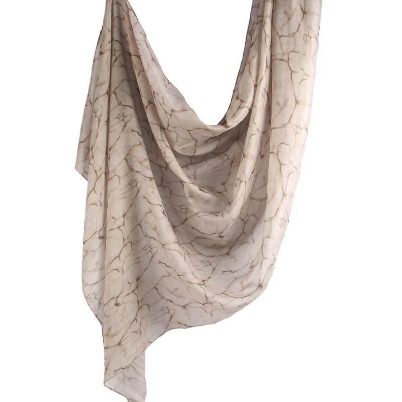 Watercolor Print Cotton Scarf Women 180x80cm Lightweight Wrap Shawl Ethnic Style Headscarf All Season Fashion Accessory