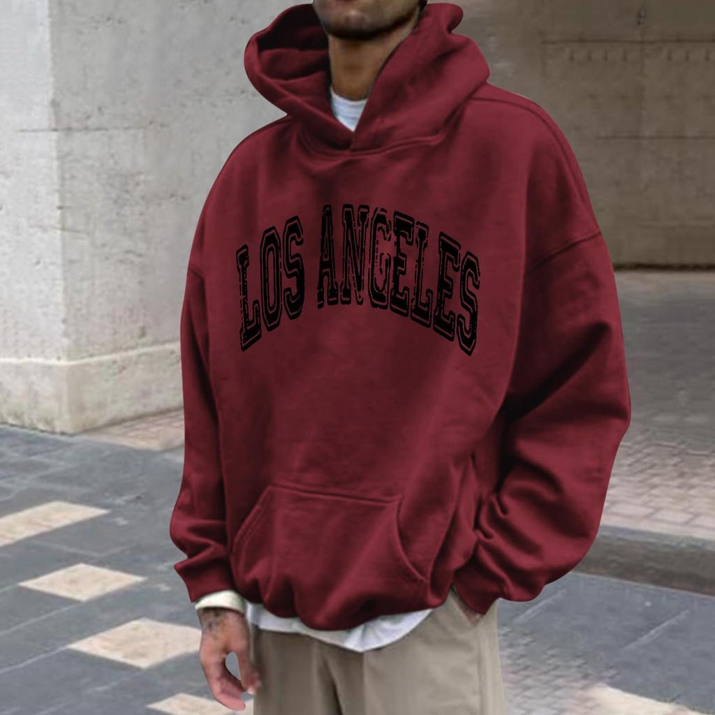 Heren losvallende hoodie met print
