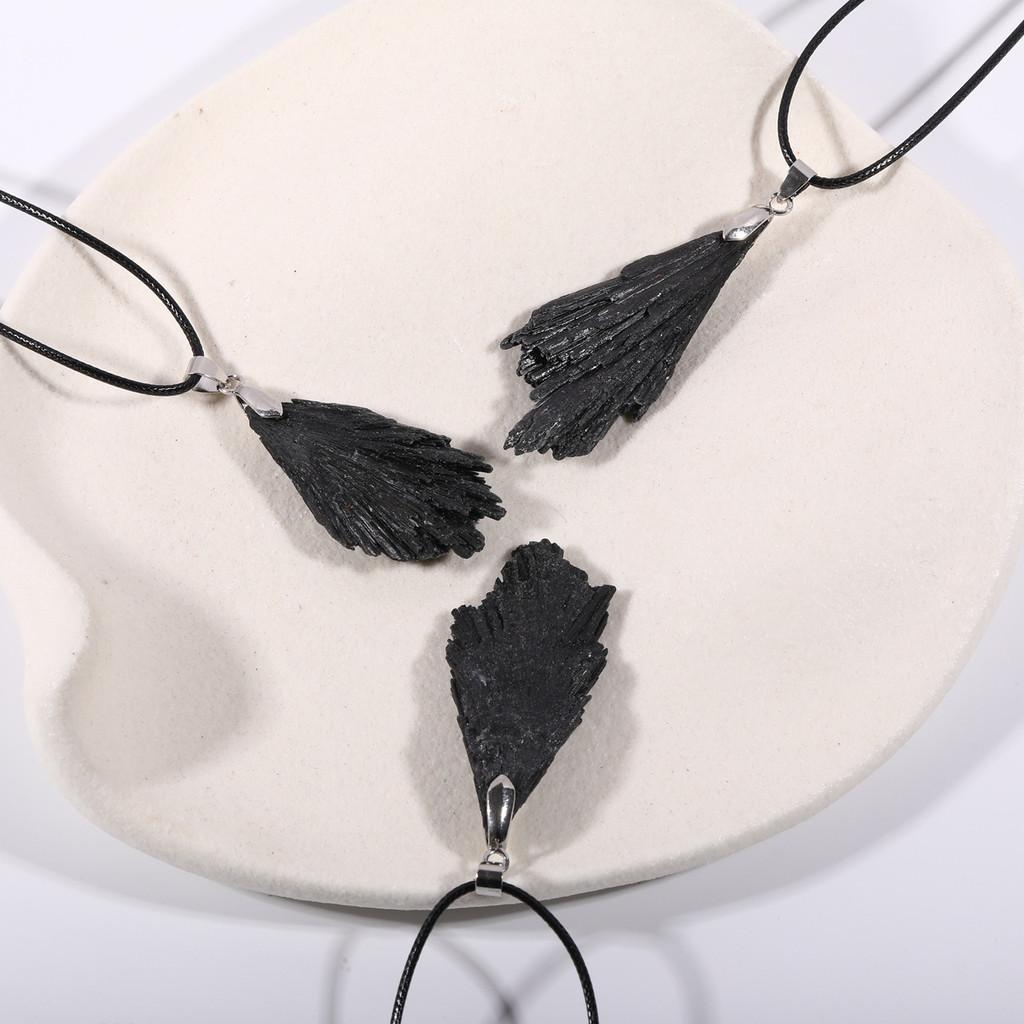 Natuursteen Zwarte Toermalijn Hanger Kristal Onregelmatige Ketting Voor Boho Stijl Sieraden