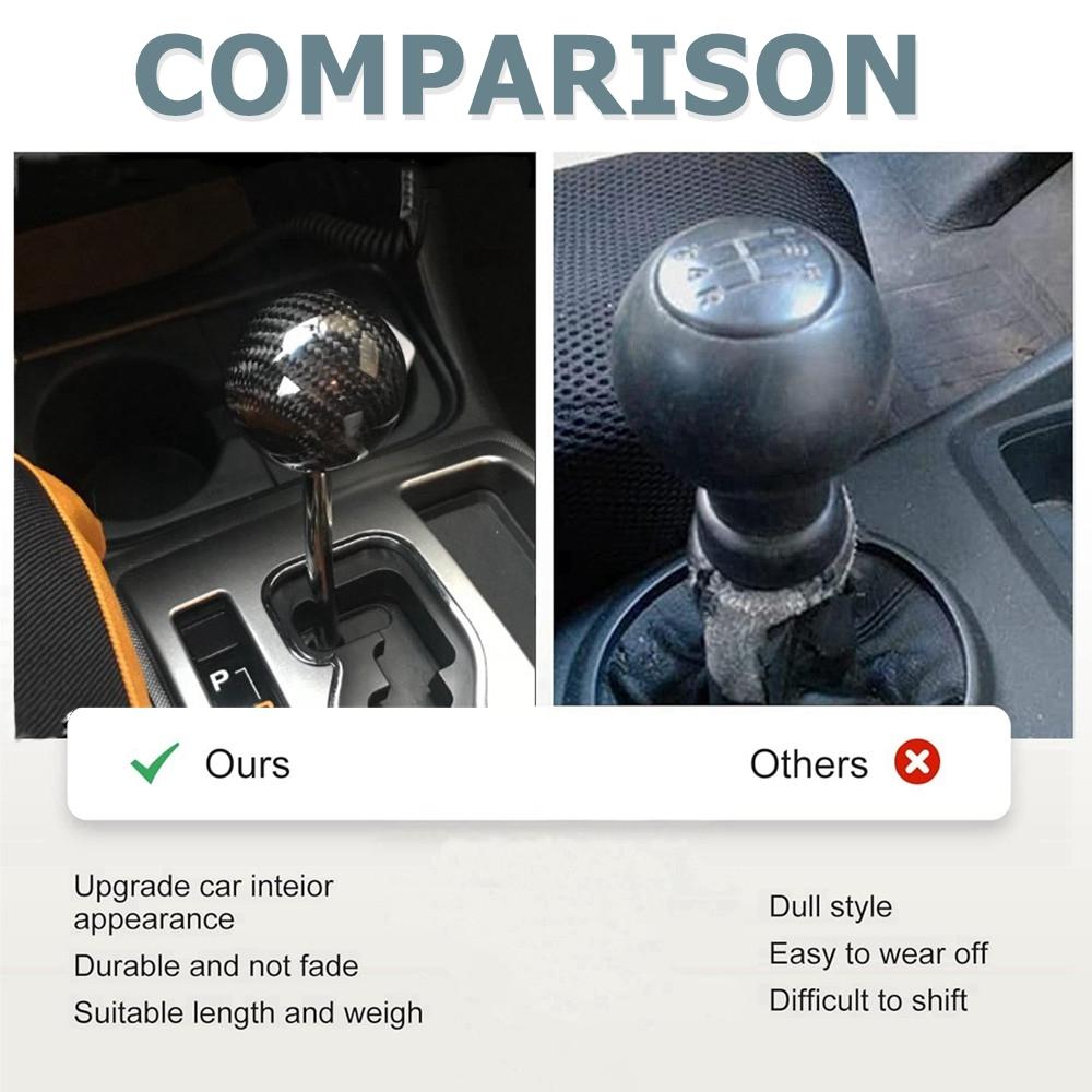 Buton schimbător de viteze universal auto din fibră de carbon, rotund, pentru vehicule manuale automate, cu 3 adaptoare