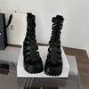 2025 Korean Version Summer Thin Sexy Roman Sandals Women Cool Feeling Black High Top Thick Sole High Heel Fashion Cool Boots Women