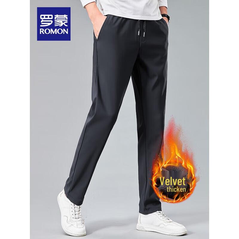 Romon Men's Fleece-Lined Straight Casual Pants