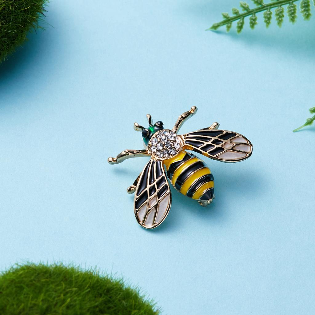 Vintage Fashion Bee Insect Brooch Colorful Enamel Crystal Rhinestone Animal Brooch For Women Men Statement Jewelry