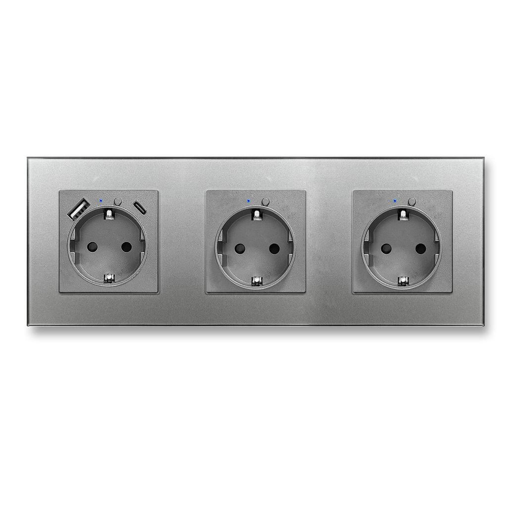 Model 153 Smart WiFi Wall Socket with Tempered Glass Panel - Alice Voice App Compatible