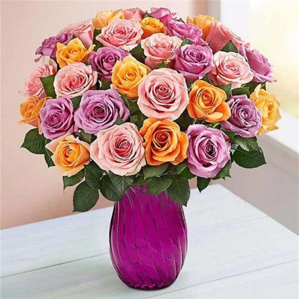 5D DIY Diamond Painting Flower Vase Cross Stitch Full Round Drill Diamond Embroidery Mosaic Picture of Rhinestones Decor Gift