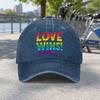 Rainbow Love Wins Unisex Baseball Cap Duckbill Hat With Hook Loop Closure Lightweight Washed Cap