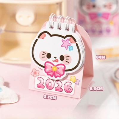 Cute Mini 2026 Desk Calendar Portable Cartoon Cat Schedule Planner Schedule Mark Daily Planner Desktop Ornaments