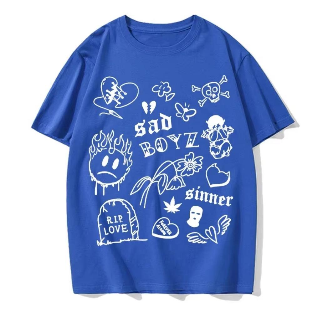 Men's Summer T-shirt Fun Graffiti Fashion Casual Hip Hop Street Style Round Neck T-shirt Men's Short Sleeves
