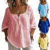 Women's Fashionable Casual Loose,Fit Cotton,Linen Blend V,Neck Long,Sleeve Pullover T,Shirt Top