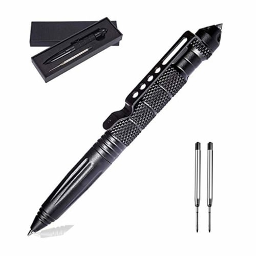 Tactical Pen, Self-Defense Multi-Function Safety Tungsten Pen, Glass Breaker, Emergency Defense Pen (Black)