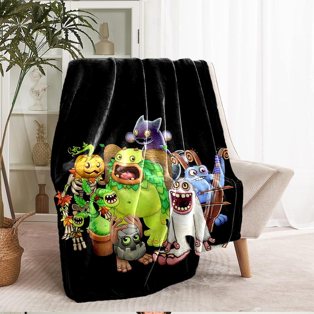 My Singing Monsters Spielplatz-Thema Bedruckte Decke - Perfekt für Sofa, Bett, Reisen & Außenbereich | Maschinenwaschbar, Gemütlich & Langlebig.