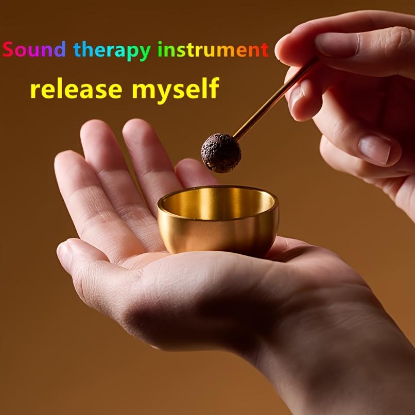 2 Pcs Tibetan Singing Bowl, Handcrafted Copper Meditation Bowl, Yellow, with Mallet and Ball Included, for Sound Healing and Meditation