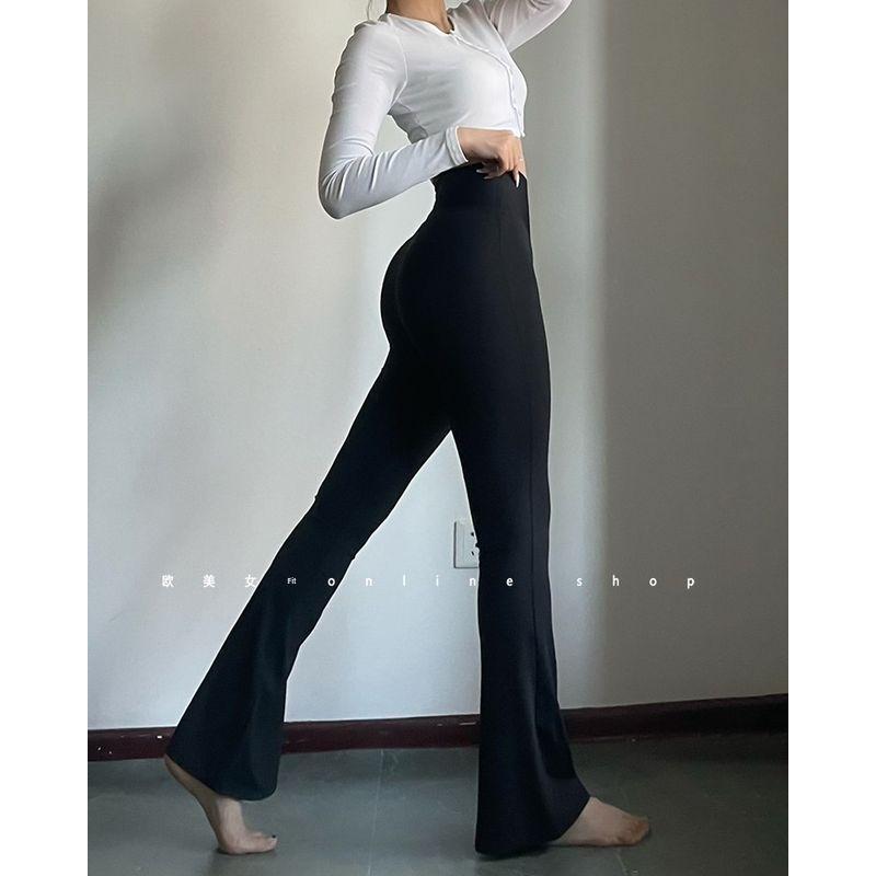 

Extended Leopard Print Breathable Pilates Mop Yoga Pants Black M