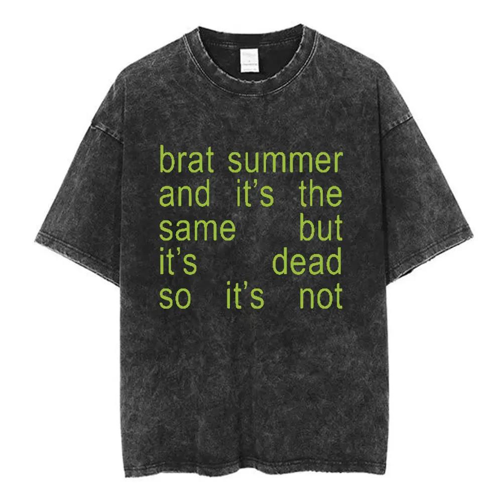 Charli Xcx Brat Arena Tour Washed T Shirts Men Women Fashion Pop Music Tshirts Cotton Vintage Tshirt Oversized Streetwear